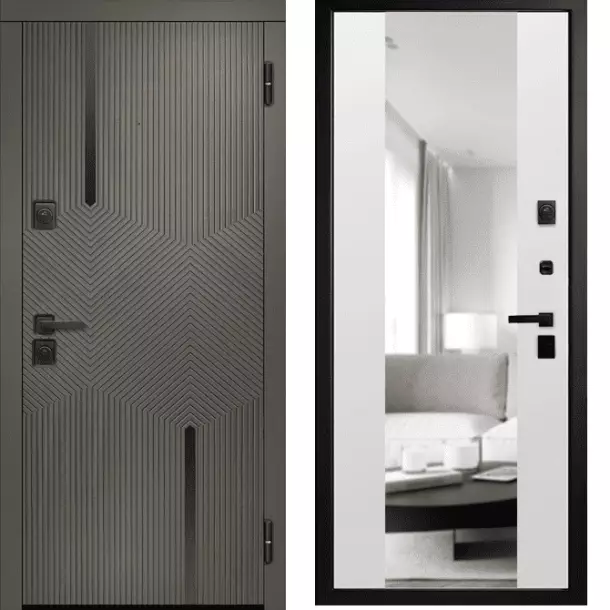 Входная дверь Медведев Графит Зеркало