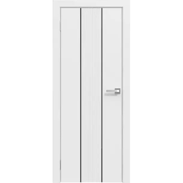 Межкомнатная дверь UNI Эмаль Line 4 (Черный молдинг)