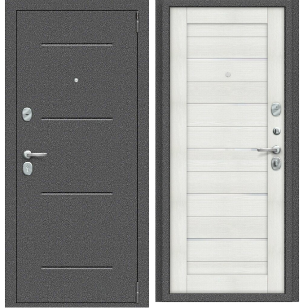 Входная дверь Эльпорта Porta R 104.П22 Антик Серебро/Bianco Veralinga