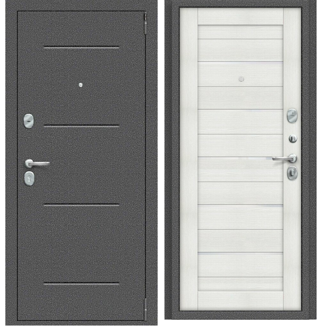 Входная дверь Эльпорта Porta R 104.П22 Антик Серебро/Bianco Veralinga