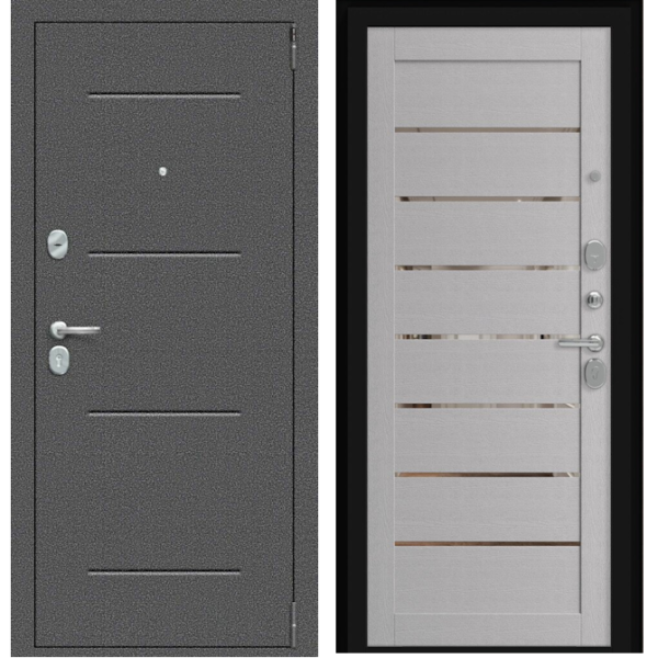 Входная дверь Эльпорта Porta R 104.П222 Антик Серебро/Wood Nardo Grey