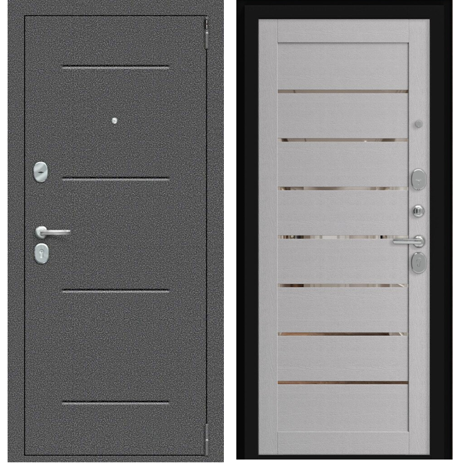 Входная дверь Эльпорта Porta R 104.П222 Антик Серебро/Wood Nardo Grey