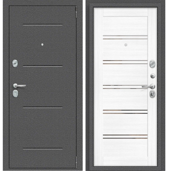 Входная дверь Эльпорта Porta R 104.П28 Антик Серебро/Snow Veralinga