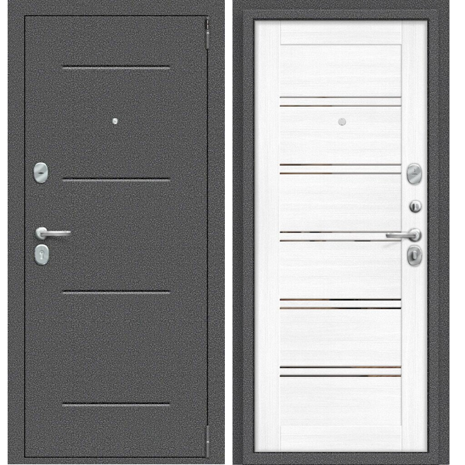 Входная дверь Эльпорта Porta R 104.П28 Антик Серебро/Snow Veralinga