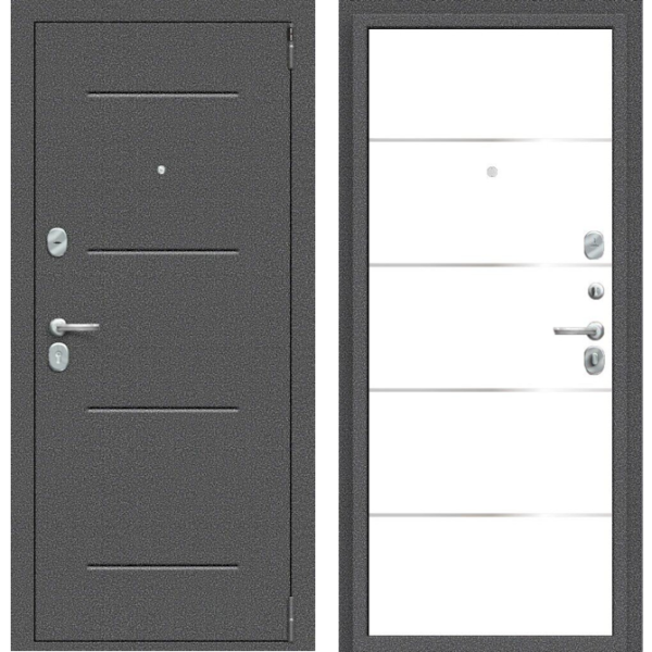 Входная дверь Эльпорта Porta R 104.П50 (IMP-6) Антик Серебро/Super White