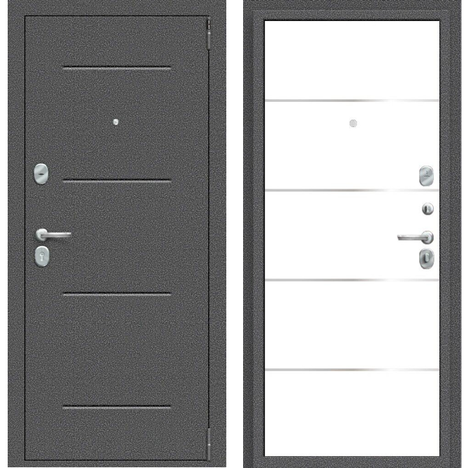 Входная дверь Эльпорта Porta R 104.П50 (IMP-6) Антик Серебро/Super White