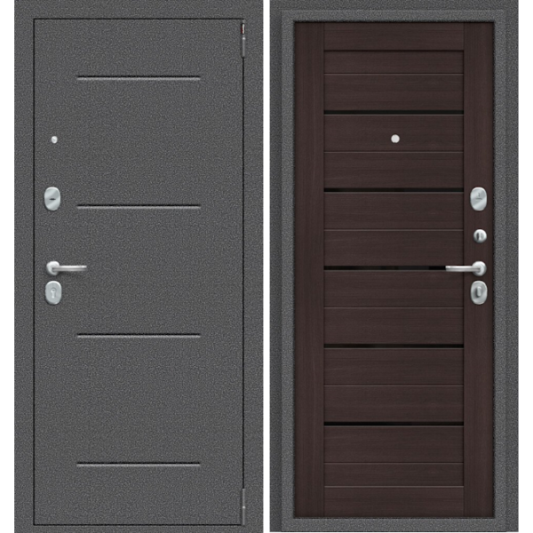 Входная дверь Эльпорта Porta S 104.П22 Антик Серебро/Wenge Veralinga